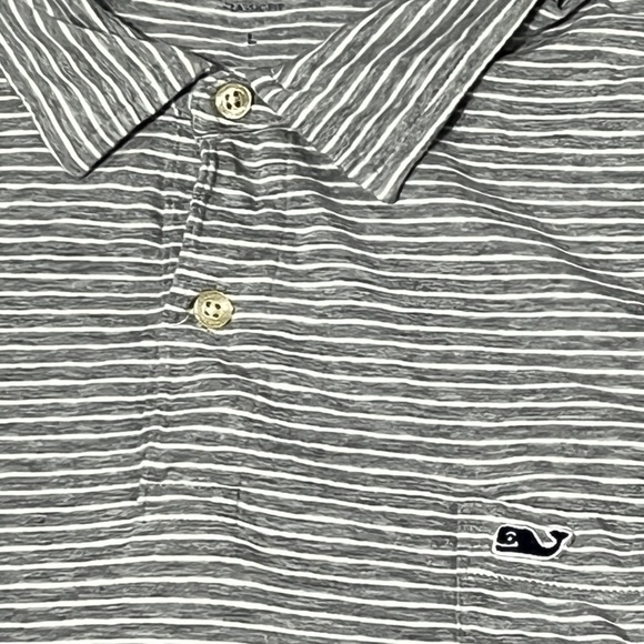 Vineyard Vines Classic Fit Gray Striped Golf Tennis Short Sleeve Preppy Shirt - Picture 3 of 5